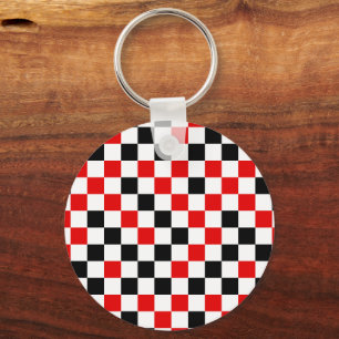 Porte-clés Rouge Noir et Blanc Carreaux 