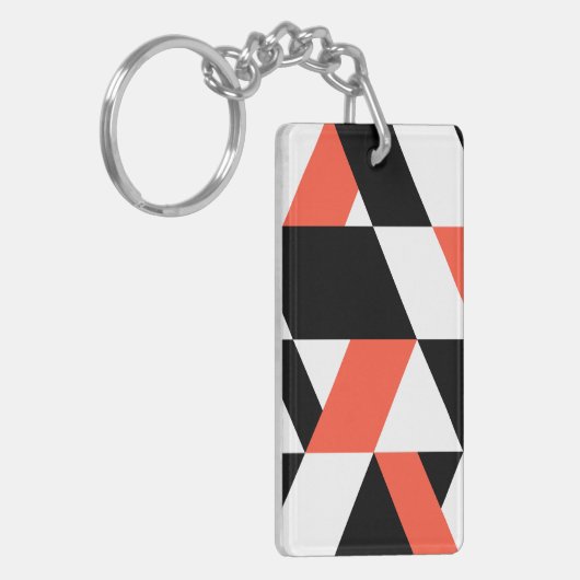 Porte-clés Rouge-noir, moderne, tendance, conception géométri (Devant gauche)