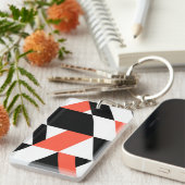 Porte-clés Rouge-noir, moderne, tendance, conception géométri (Devant droit)