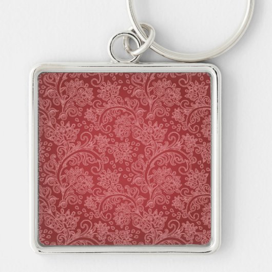 Porte-clés Rouge Paisley Damask Designer Floral Classic (Devant)