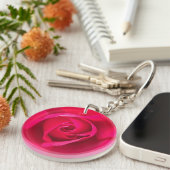 Porte-clés Rouge romantique Rose rose v2 (Devant droit)