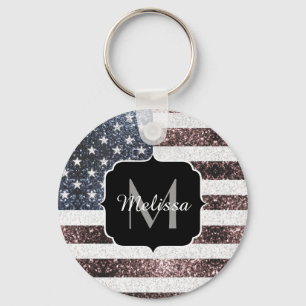 Porte-clés Rouge rustique Bleu Bleu Étincelles drapeau améric