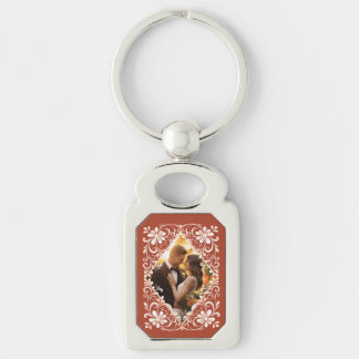 Porte-clés rouge rustique photo de couple romantiq