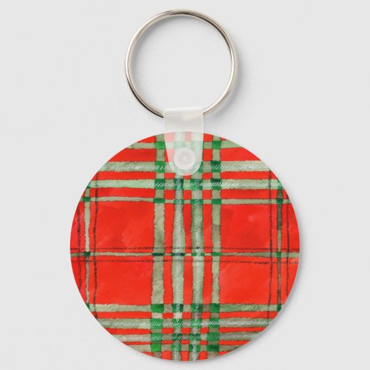 Porte-clés ROUGE SCOTT TARTAN Porte - clé circulaire en alumi (Recto)