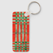 Porte-clés ROUGE SCOTT TARTAN Porte - clé rectangle en alumin (Verso)