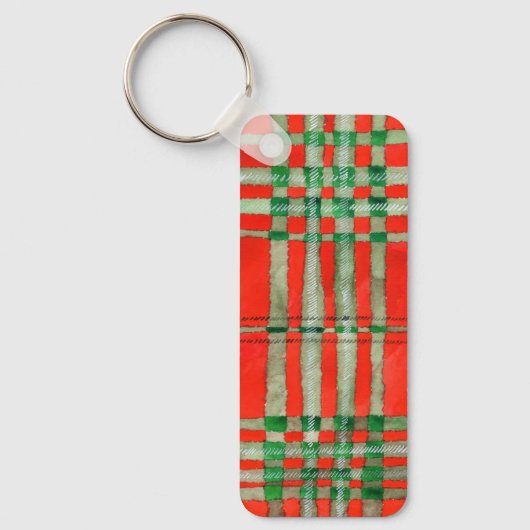 Porte-clés ROUGE SCOTT TARTAN Porte - clé rectangle en alumin (Recto)