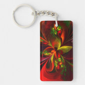 Porte-clés Rouge vert moderne Floral Abstrait Art Motif #05 (Devant)
