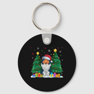 Porte-clés Rough Collie Amoureux de les chiens Santa Hat Ugly