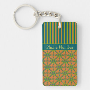 Porte-clés Rouille Tribale rayée, Vert, Porte - clé acrylique