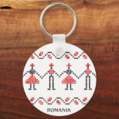 Porte-clés Roumain Folklore Ethnic Motif - couple dansant (Recto)