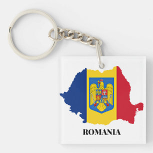 Porte-clés Roumanie Silhouette, étiquetée,