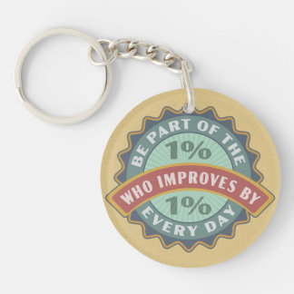 Porte-clés Round Motivational Improve One Percent Daily