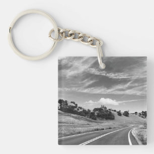 Porte-clés Route grise Californie Photographie en noir et bla