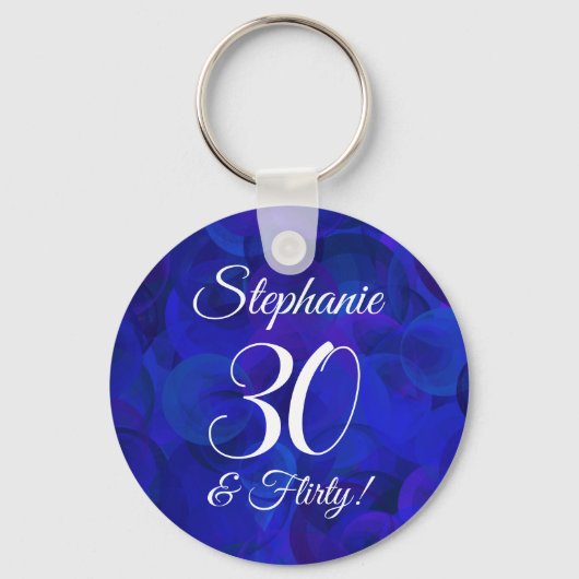 Porte-clés Royal Blue 30 et Flirty fête d'anniversaire Favor (Recto)