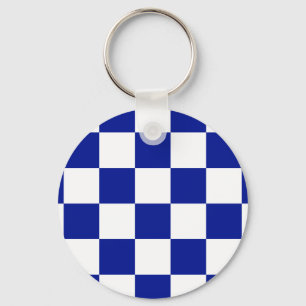 Porte-clés Royal Blue et White À damiers Motif