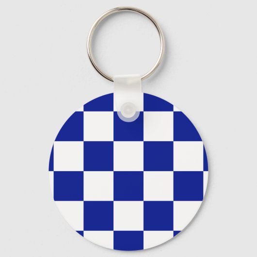 Porte-clés Royal Blue et White À damiers Motif (Recto)