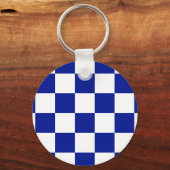 Porte-clés Royal Blue et White À damiers Motif (Recto)