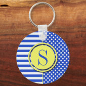 Porte-clés Royal Blue Pois et stries-Monogram STaylor (Recto)