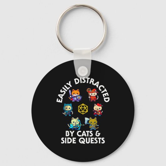 Porte-clés Rpg Gamer Cats Side Quest Funny Nerd Adhd Cat Men  (Recto)