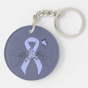 Porte-clés Ruban bleu clair avec papillon
