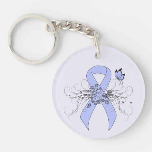 Porte-clés Ruban bleu clair avec papillon (Devant)