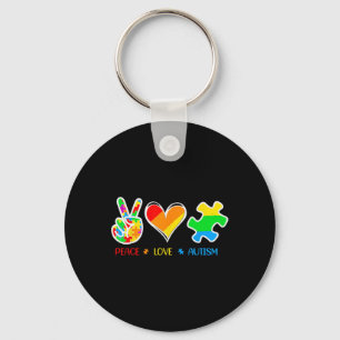 Porte-clés Ruban de pièces de puzzle de l'autisme de l'amour