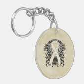 Porte-clés Ruban de sensibilisation à la perle avec ailes (Devant gauche)