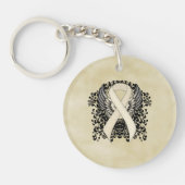 Porte-clés Ruban de sensibilisation à la perle avec ailes (Devant)