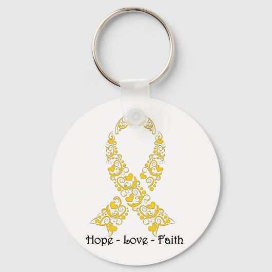 Porte-clés Ruban de sensibilisation à l'or Hope (Recto)