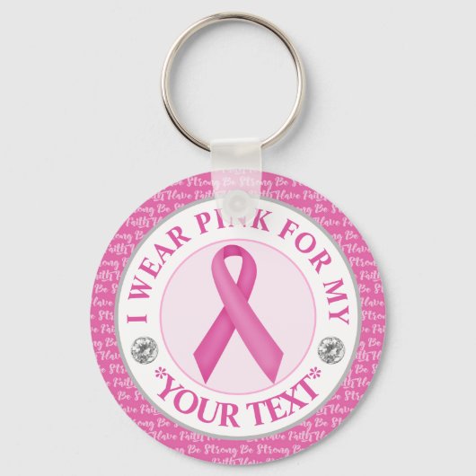 Porte-clés Ruban de sensibilisation au cancer du sein Je port (Recto)