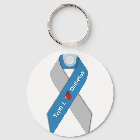 Porte-clés Ruban de sensibilisation au diabète de type 1 (Recto)