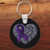 Porte-clés Ruban de sensibilisation au pourpre (Verso)