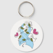 Porte-clés Ruban de sensibilisation bleu (Verso)