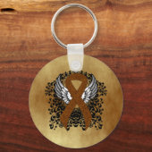 Porte-clés Ruban de sensibilisation Brown avec ailes (Recto)