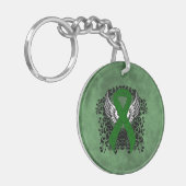 Porte-clés Ruban de sensibilisation écologique avec ailes (Devant gauche)