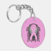 Porte-clés Ruban de sensibilisation rose avec ailes (Devant gauche)