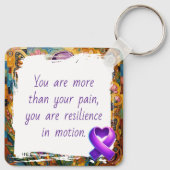 Porte-clés Ruban de sensibilisation violet Fibro (Dos)