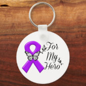 Porte-clés Ruban de sensibilisation violet pour mon héros (Recto)
