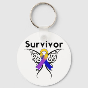 Porte-clés Ruban de tatouage de papillon de cancer de la