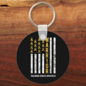 Porte-clés Ruban d'or du guerrier Sensibilisation au cancer c (Recto)