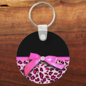 Porte-clés Ruban empreinte de léopard rose chaud graphique ar (Recto)