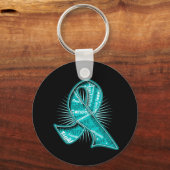 Porte-clés Ruban filigrane de Slogan du cancer de l'ovaire (Recto)