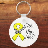 Porte-clés Ruban jaune pour mon héros (Recto)