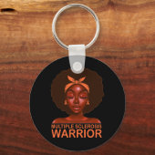 Porte-clés Ruban Ms Sensibilisation Guerrière Noir Afro Femme (Recto)