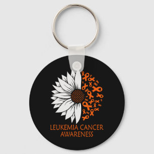 Porte-clés Ruban orange tournesol sensibilisation à la leucém
