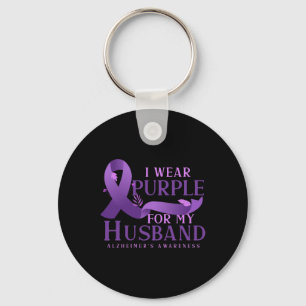 Porte-clés Ruban pourpre Alzheimer Fighter Husband Alzheimers