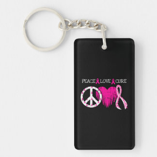 Porte-clés Ruban rose Coeur Cancer du sein Inspiration