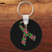 Porte-clés ruban rose fleur porte - clé - noir (Recto)