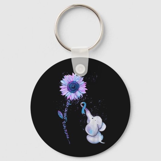 Porte-clés Ruban sarcelle et violet de sensibilisation à la p (Recto)