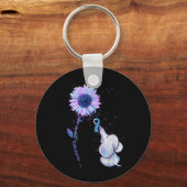 Porte-clés Ruban sarcelle et violet de sensibilisation à la p (Recto)